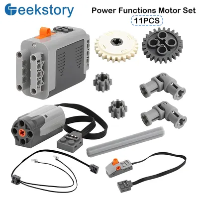 11PCS Power Functions Motor Set MOC 8293 Technical Building Blocks Kit for 42006 Excavator