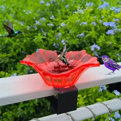 Railing Bird Bath Birdbath Bowl Patio Bird Bath Heavy Duty Adjustable Base Hummingbird Bird Bath