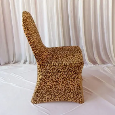 Spandex Chair Cover for Wedding Party Decoration, Leopard Print Arch Front, 10PCs