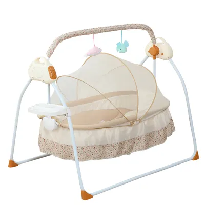 Portable Foldable Baby Electric Cradle Remote Control Electric Cradle with Feeding Bottle Stand Toy