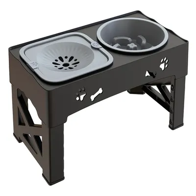 3 In 1 Pet Feeder Slow Feed Bowls Double Bowls Foldable With 5 Adjustable Height Suitable For Pets