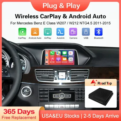 Road Top Wireless CarPlay Android Auto for Mercedes Benz Class E W207/W212 NTG 4.5 Becker Module GPS