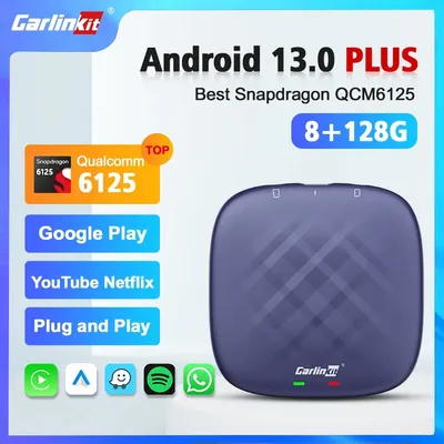 Carlinkit Ultra Android 13 Tv Box 8+128GB For Netflix YouTube QCM 8-Core 665 6125 Wireless CarPlay