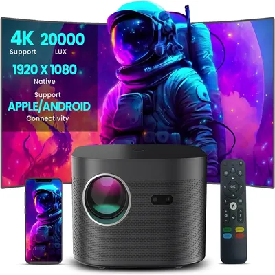 F18 4K Smart Projector 1920x1080P Autofocus 20000Lumens Wifi Android10.0 BT5.0 Hdmi Home Theater