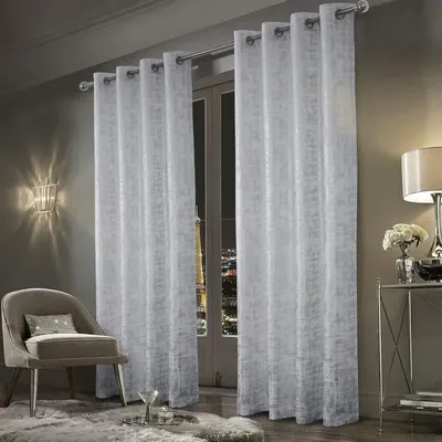 100% Blackout Soft Velvet Curtains Thermal Energy Saving 95 Inches Long Luxury Silver Foil Print