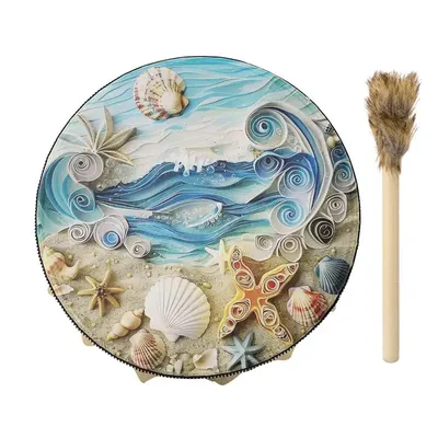 Hand Drums For Adults Sea Wave Shell Shaman Hand Drum Drum Musical Instrument Includes Drumsticks