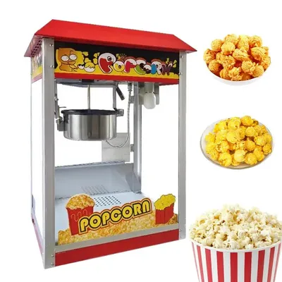 Commercial Popcorn Maker Stainless Steel Electric Popcorn Machine Automatic 1400W Non-Stick Coating