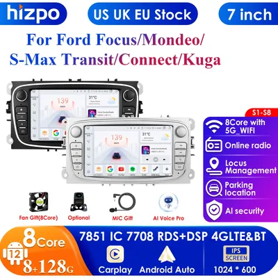 Carplay 4G 2din AutoRadio Android 13 for Ford Focus 2011 Mondeo C-MAX S-MAX Galaxy II Kuga GPS Car