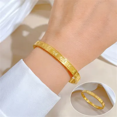 Fashion Roman Numerals Charm Stainless Steel Jewelry Beautiful Lovers Bangles For Women Trendy