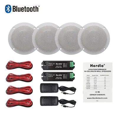 4PCS 4 Inch 160W Marine Waterproof Bluetooth Speaker HIFI Full Range Stereo Motorcycle Boat UV-Proof