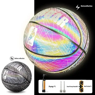 Reflection Basketball Reflective Glowing Luminous Basket Ball Size 7 Luminous Basketballs For Night