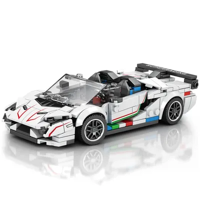 SVJ White Hypercar Building Blocks, Sports Car Building Toy Set for Boys and Girls, Vehicle Racing