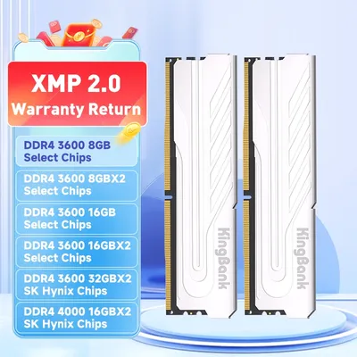 KingBank Memory DDR4 8GB 16GB 32GB 3600MHZ 4000MHZ XMP 8GBx2 16GBx2 32GB ram UDIMM Desktop Internal