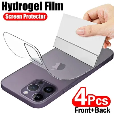 4Pcs Hydrogel Film For iPhone 11 12 13 14 15 Pro Max Screen Protector For iPhone 6 7 8 Plus X XR XS