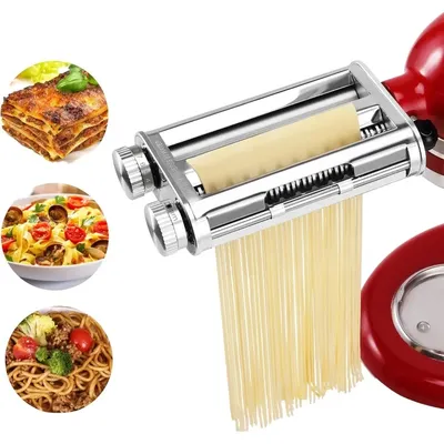 Pasta Maker Attachment for Mixers,3 in 1 Set Included Pasta Sheet Roller, Spaghetti Cutter,