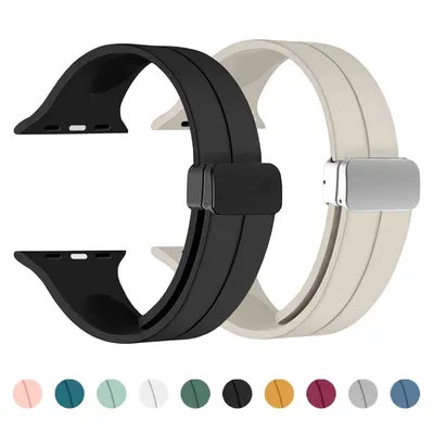 Silicone Strap For Apple watch Band 45mm 44mm 41mm 49mm 42mm 46mm Magnetic Bracelet correa iWatch