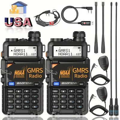 2X Baofeng UV-5R GMRS Walkie Talkie Dual Band VHF UHF Long Range High Power NOAA Rechargeable UV5R