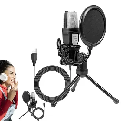 Game Mic USB Microphone With RGB Lighting Adjustable Angle Streaming Mic Tabletop Microphone For