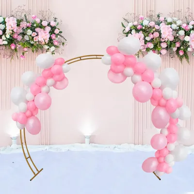 Gold Metal Round Backdrop Decor Stand Wedding Birthday Bday Party Balloon Flower Frame DLY