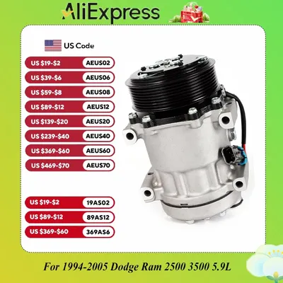 A/C Air Conditioner Compressor + Clutch Kit Fits Durable For 1994-2005 Dodge Ram 2500 3500 5.9L