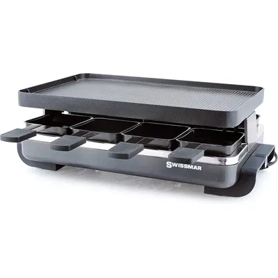 KF-77041 Classic 8-Person Raclette Party Grill with Reversible Cast Aluminum Non-Stick Grill