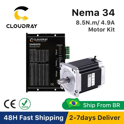 Cloudray Nema 34 Open Loop Stepper Motor Kit 8.5N.m 4.9A 112mm Stepper Motor High Torque CNC