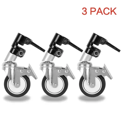 3Pcs C-Stand Swivel Caster Wheel Set,25MM Diameter For Photography Century Foldable Light Stand