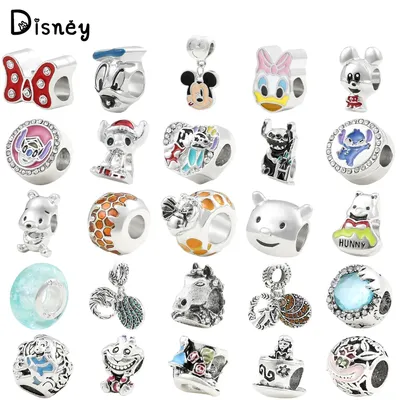 Disney Mickey Mouse Stitch Beads Pendant Luxury Charm Jewelry Winnie the Pooh Beads Pendant DIY