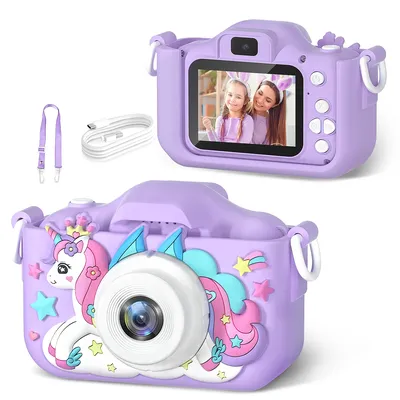 Kids Camera 1080P HD Dual cameras Digital Video Camera Children Camera with Silicone Cases Toys for