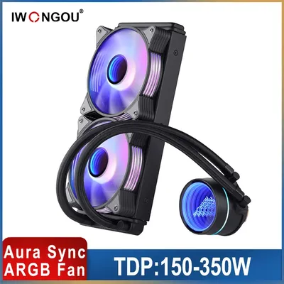 240mm Processor Cooler Liquid Am4 Radiator IWONGOU PC Water Cooling 120mm 4Pin Pwm Fans for Intel