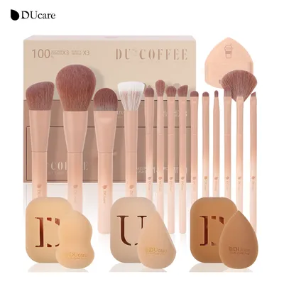 DUcare 14PCS Makeup Brush Set Professional Luxury Cosmetic COFFEE Foundation Blush Eyeshadow Brushes