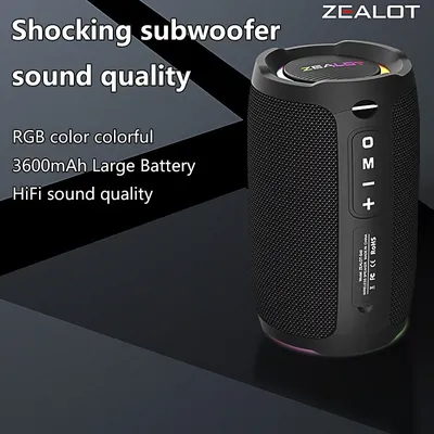 Zealot S49 20W Portable Ourdoor Wireless Subwoofer Speaker,Waterproof IPX 6,Dual Pairing,3600mAh