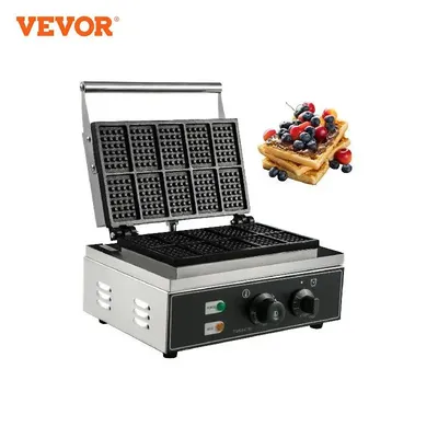 VEVOR Commercial Rectangle Waffle Maker 10pcs Stainless Steel Nonstick Electric Waffle Maker Machine