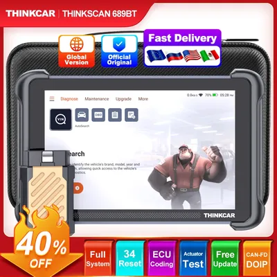 THINKSCAN 689BT Auto OBD2 Scanner CANFD DOIP Full System Actuator Test 34 Reset IMMO Lifetime Free Update Car Diagnostic Tool
