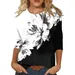 Women Tops Floral Marble Print Crew Neck T-Shirt Casual 3/4 Sleeve Top Daily Versatile Women'S