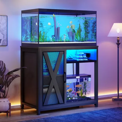 Metal Aquarium Stand Fish Tank Stand Storage Cabinet w/Power Outlet