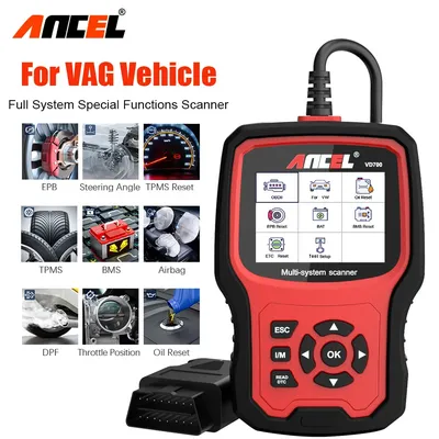 Ancel VD700 OBD2 Automotive Scanner Full System Diagnose ABS EPB TPMS DPF Reset For VAG VW Audi