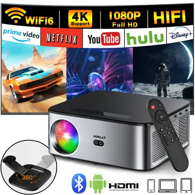 HORLAT 35000Lumenes Android 4K Projector 8K Decode Video Audio Home Theater AutoFocus Keystone 5G WiFi Portable Proyector Beamer