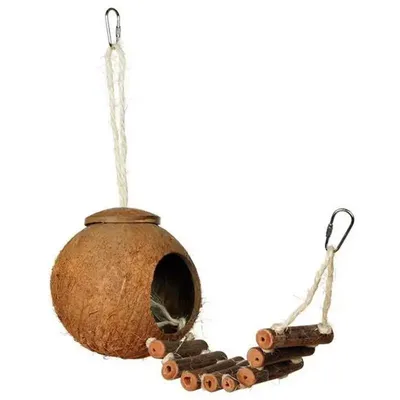 Coconut Hide Natural Bird Hide Can Store Food And Provide Warmth For Pets Coconut Hide With Ladder