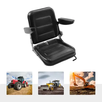 Black Universal Seat With Adjustable Backrest For Forklift Garden Tractor Lawn Mower Durable