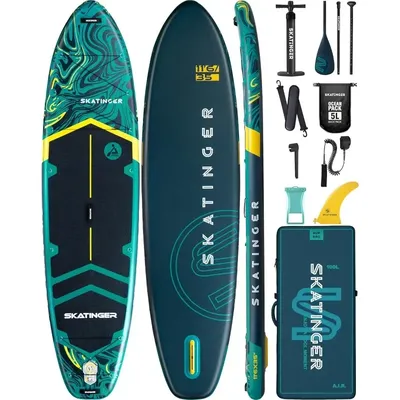 Super Wide Inflatable Stand Up Paddle Board, Ultra Stable Wide SUP w/Shoulder Strap 100L Backpack,