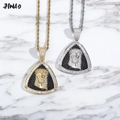 JINAO 2020 NEW HIP HOP High Quality Personality Iced Out AAA+CZ Jesus Pendant With 4mm Tennis chain