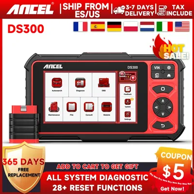 ANCEL DS300 OBD2 Scanner Full System Bidirectional Scan Tool Bluetooth OBD2 Diagnostic Tool with 30+