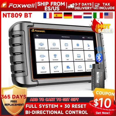 FOXWELL NT809BT OBD2 Bluetooth Scanner for Car Diagnostic Tool Bi-Directional & Active Test CANFD