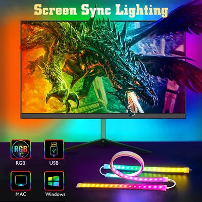 Smart Ambient PC LED Backlight Compatible macOS 13+, Windows 8,9,10,11 APP Control Computer Monitor