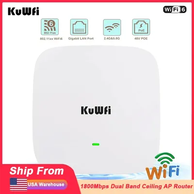 KuWFi Wifi Access Point 1800Mbps Wifi6 2.4G&5.8G Dual Band Wifi Router Ceiling AP Router Gigabit WAN