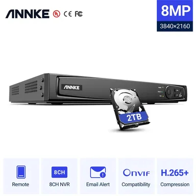 ANNKE 8CH 8MP POE NVR Network Video Recorder NVR For POE IP Camera P2P Cloud Function Plug And Play