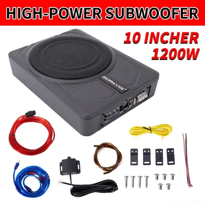 10inch Super Slim max 1200W Car Under-Seat Subwoofer System with Active Powered Amplifier and Bass