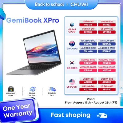 CHUWI GemiBook XPro Laptop 8GB LPDDR5 256GB SSD Intel N100 UHD Graphics for 12th Gen 14.1'' FHD