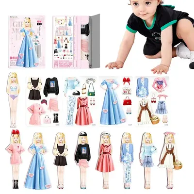 Magnetic Dress-Up Dolls Puzzle Toy Princess Paper Dolls Girls Magnetic Dress-Up Dolls Pretend Play